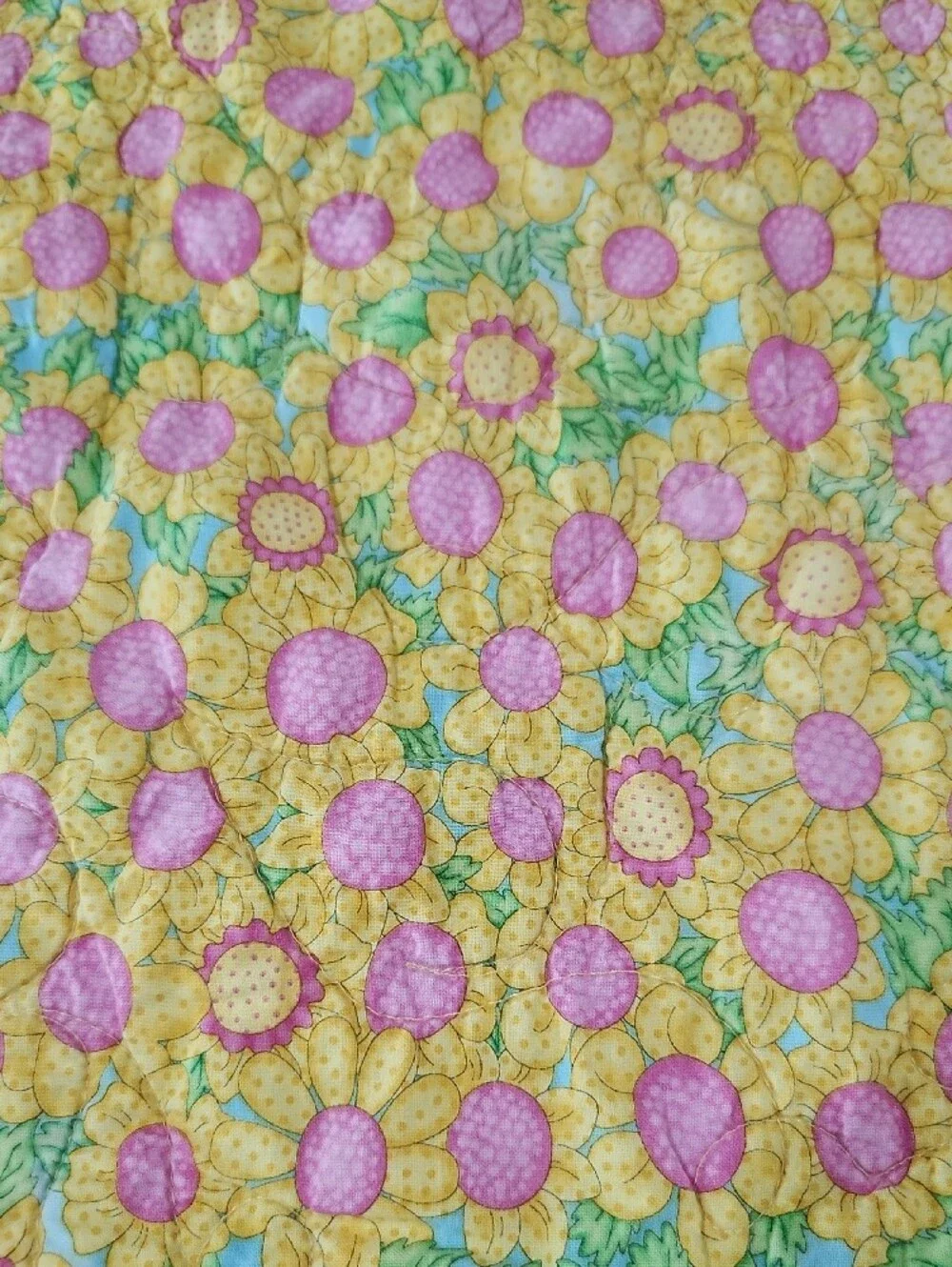 Yellow Patchwork Baby Quilt with Floral and Frog Motif